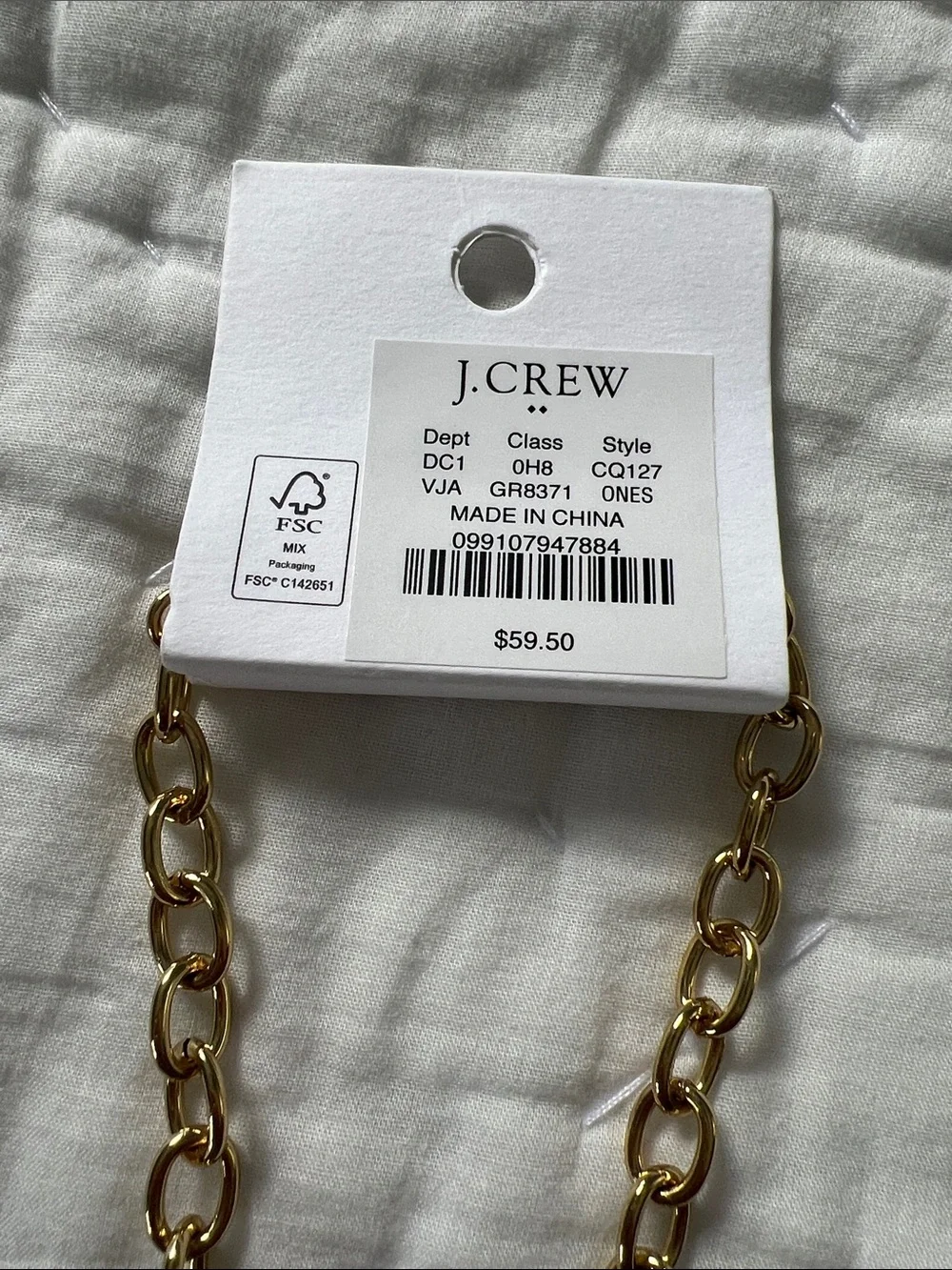 J. Crew Gold-Tone Necklace with Deep Green Rectangular Stones